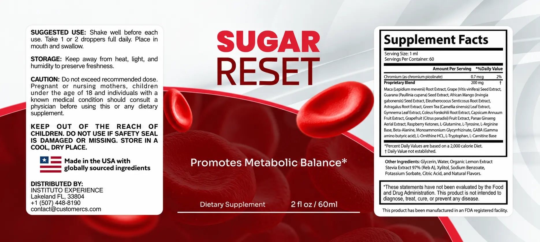Sugar Reset supplement label