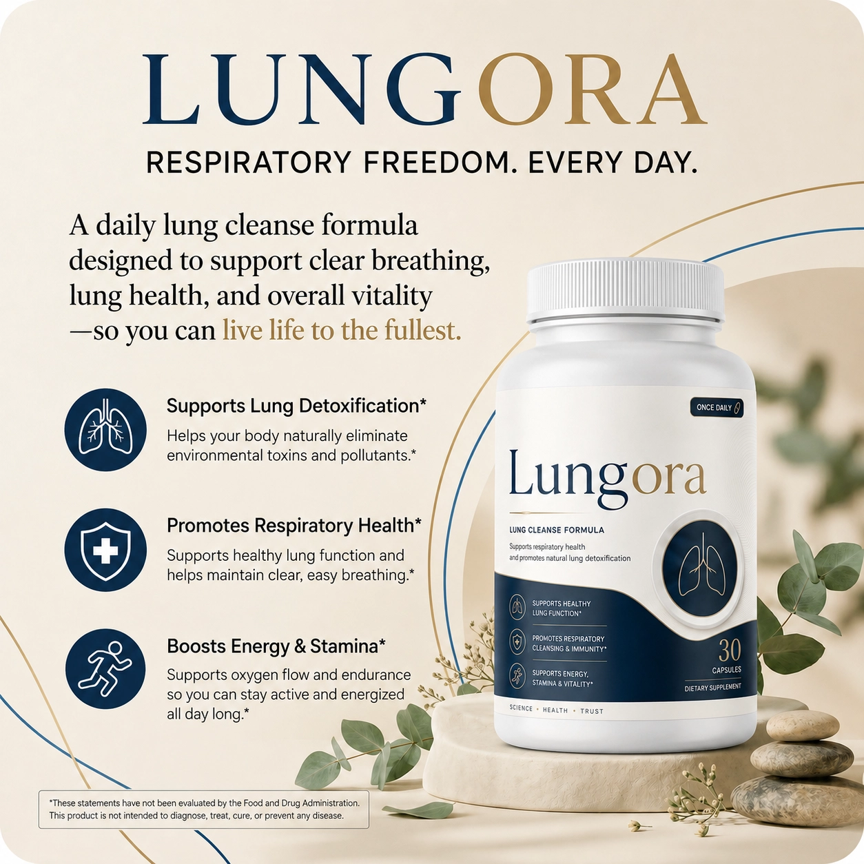 Lungora bottle and respiratory wellness benefits